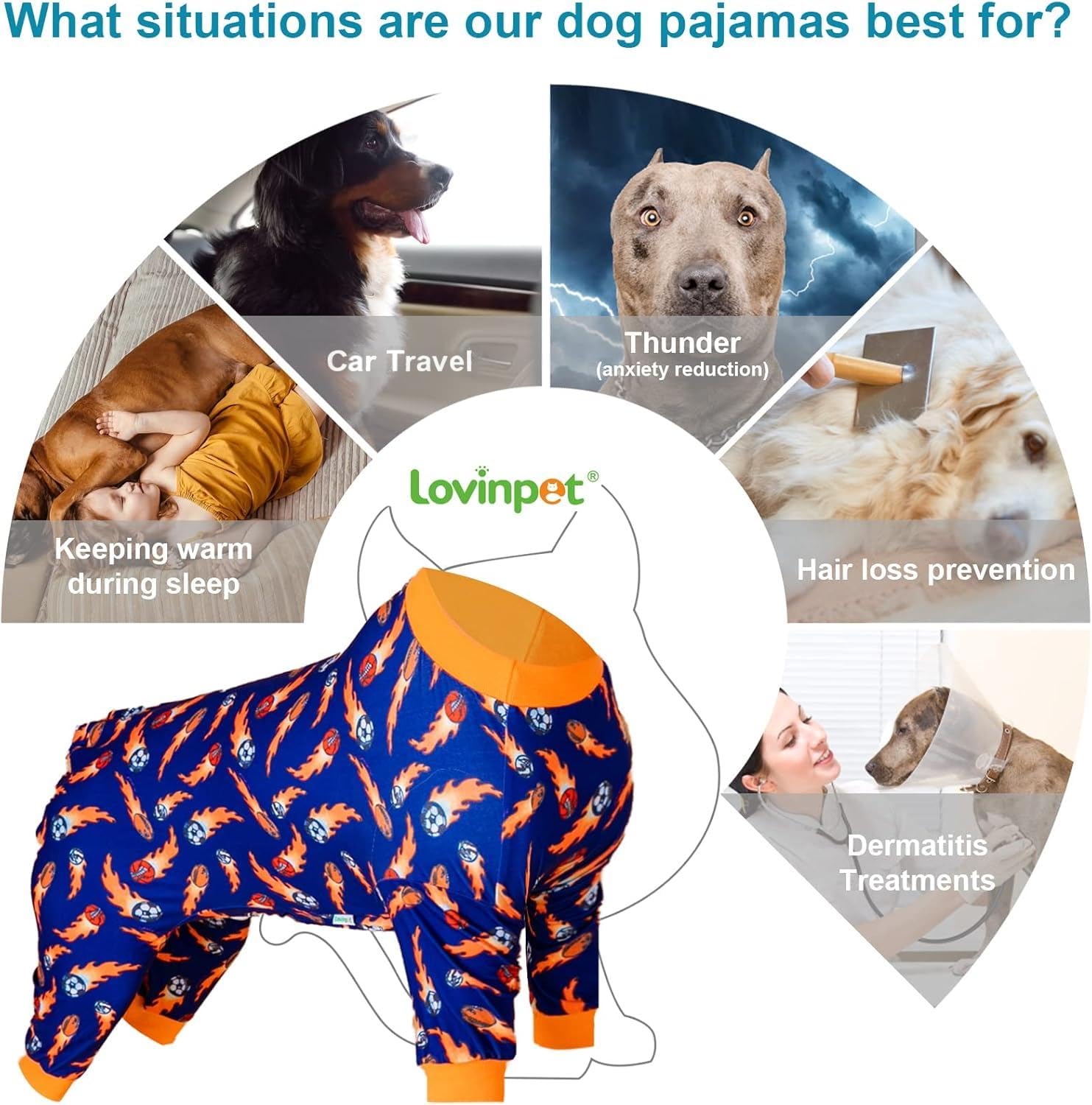 LovinPet UV protection blue pajamas shield sun exposure during outdoor breaks.