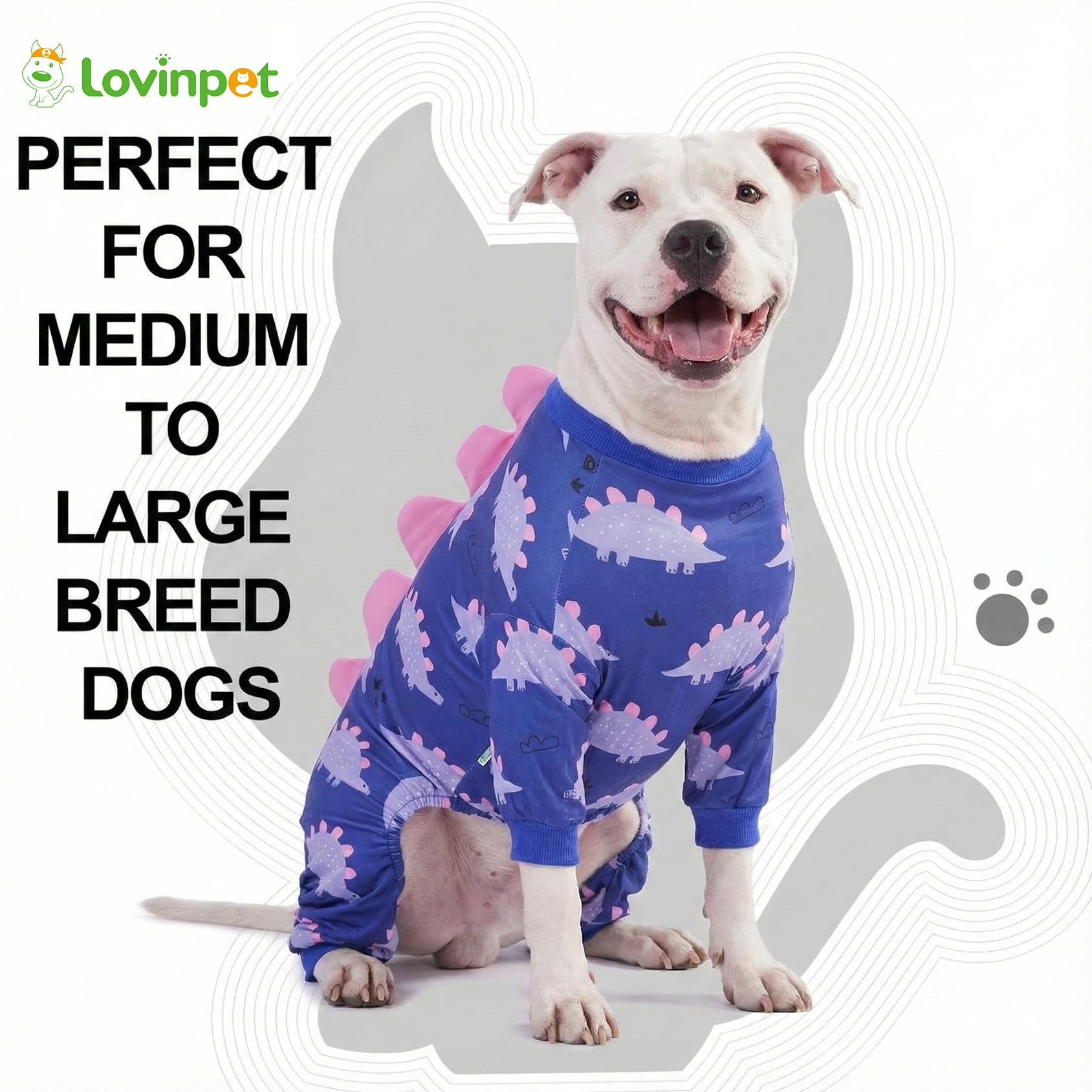 LovinPet uv-shield-dog-pajamas close-up shows lightweight, breathable fabric for year-round wear.