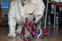 LOVINPUP rope toy loop and knot design enables tug-of-war and fetch sessions.