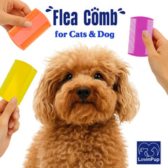 LovinPup flea comb close-up teeth highlight gentle, fine teeth for sensitive pets.