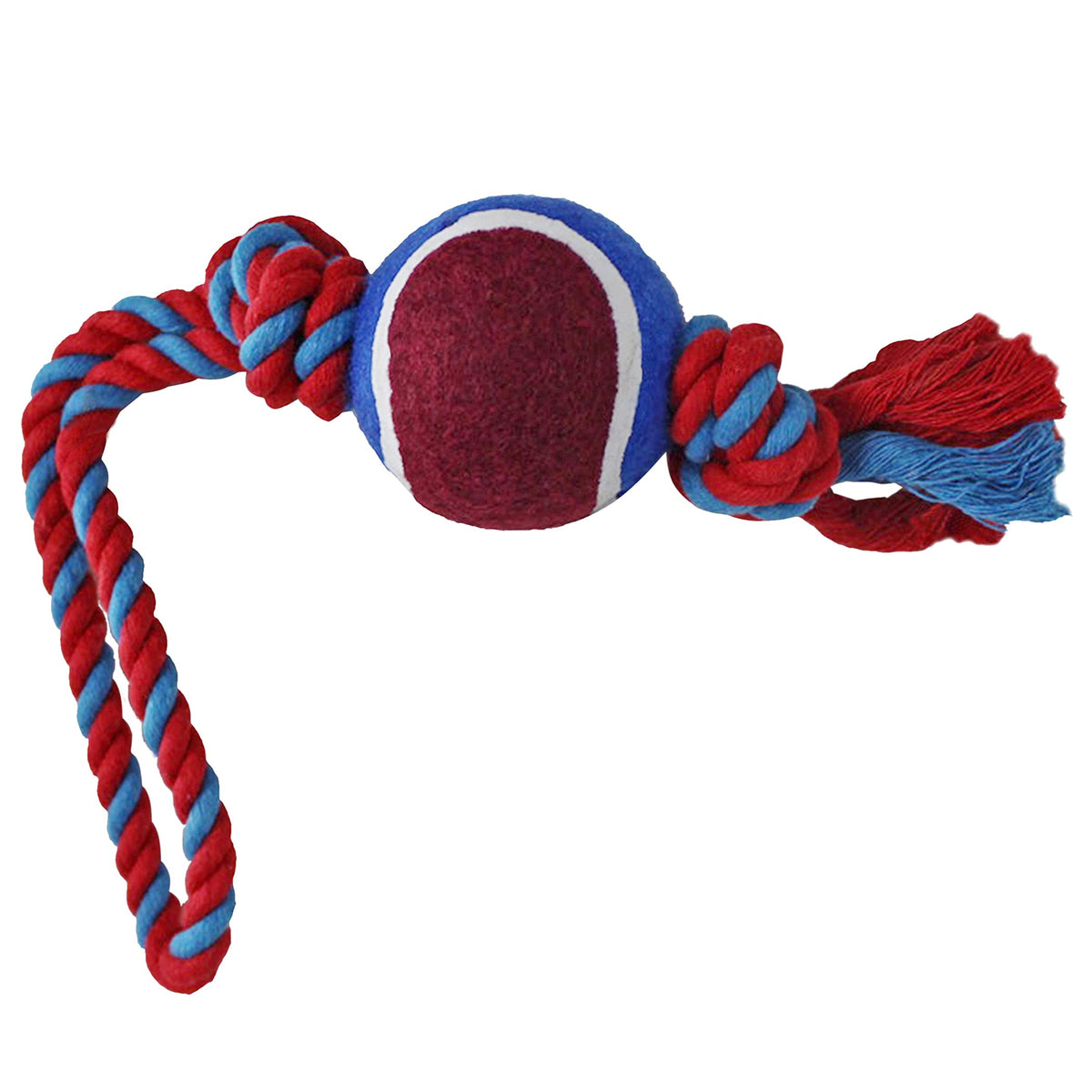 LOVINPUP rope toy with red ball for aggressive chewers and tug play.