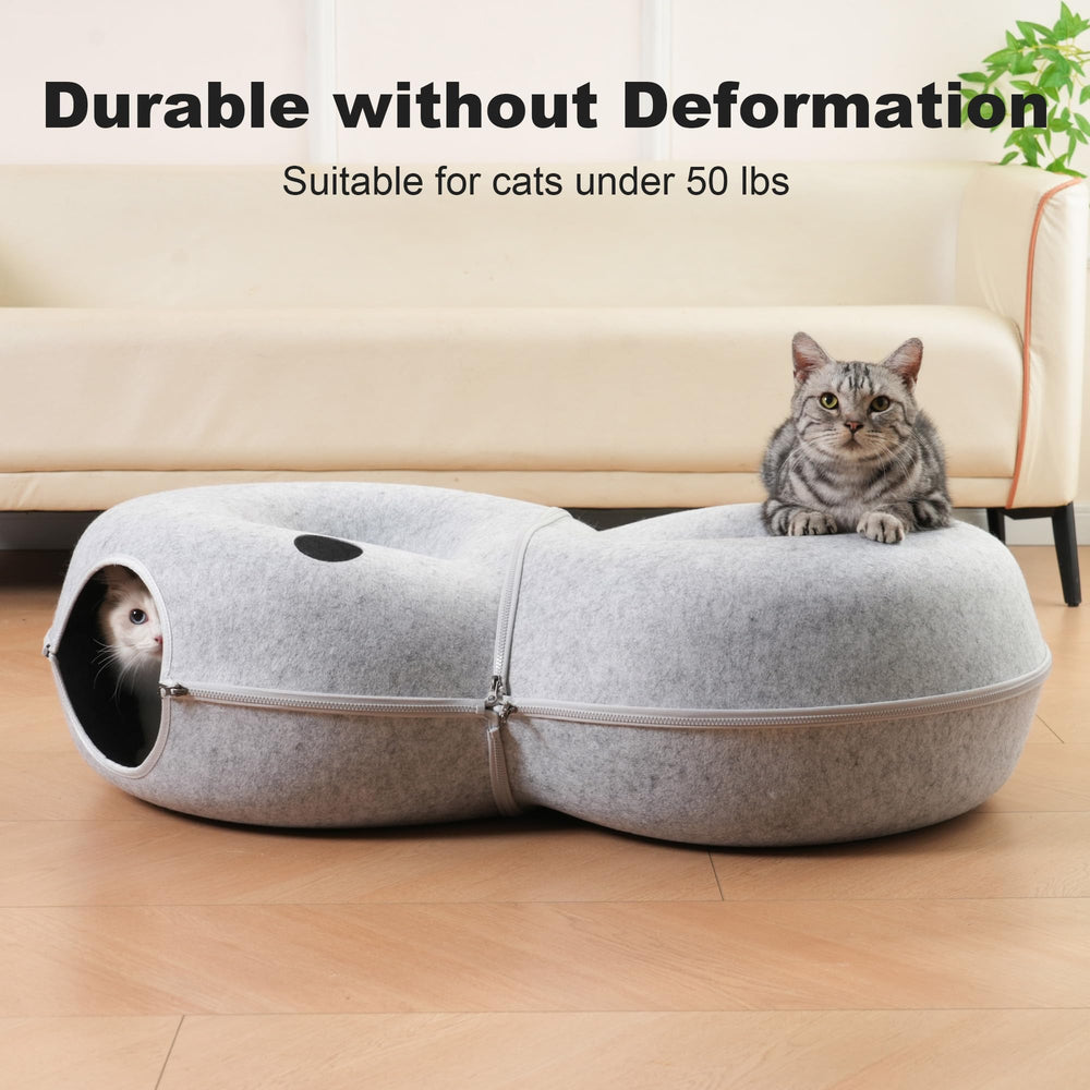 LovIntry durable, soft fabric tunnel withstands playful claws while remaining cat-friendly.