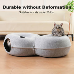 LovIntry durable, soft fabric tunnel withstands playful claws while remaining cat-friendly.