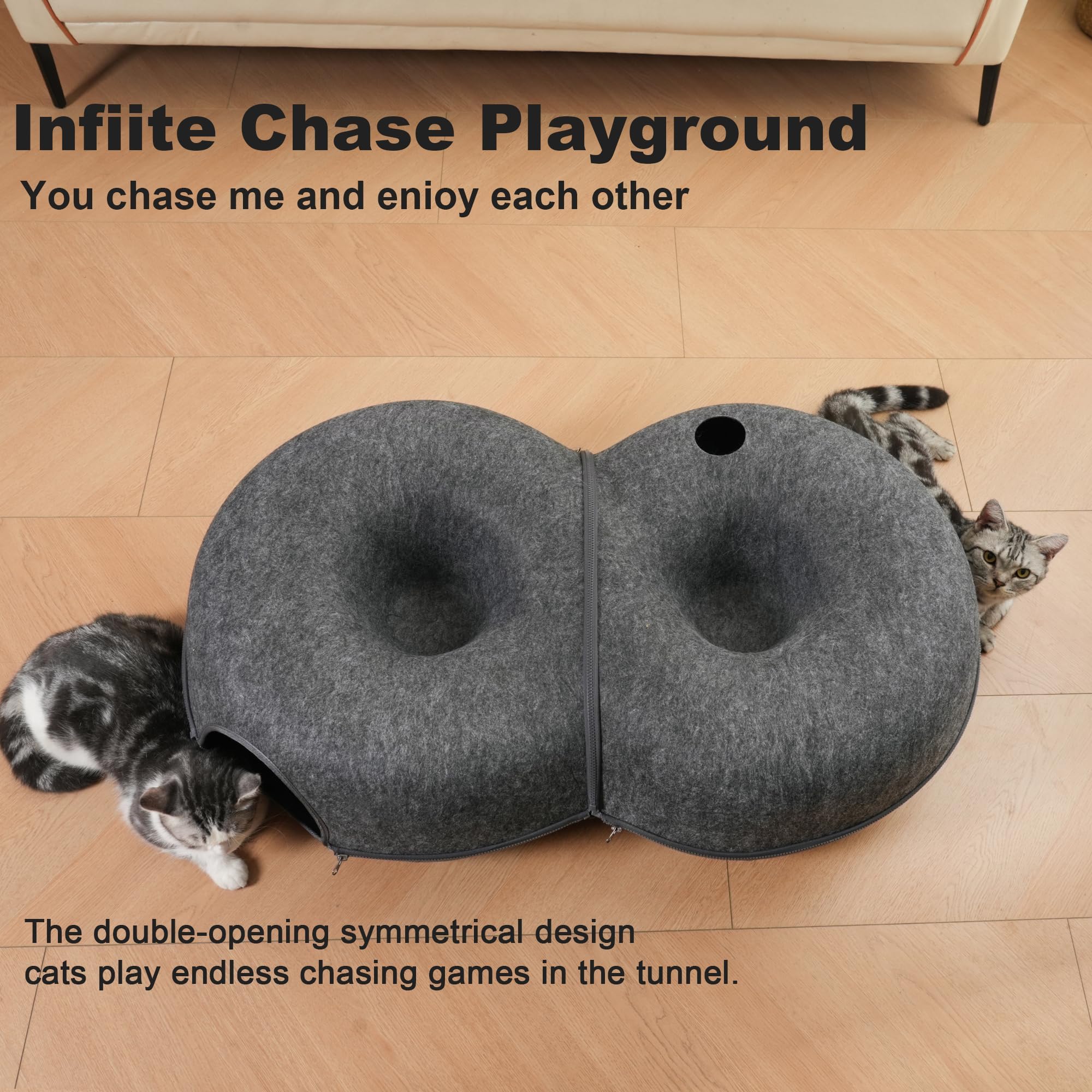 LovIntry cat tunnel durable soft material supports cats up to 30 pounds