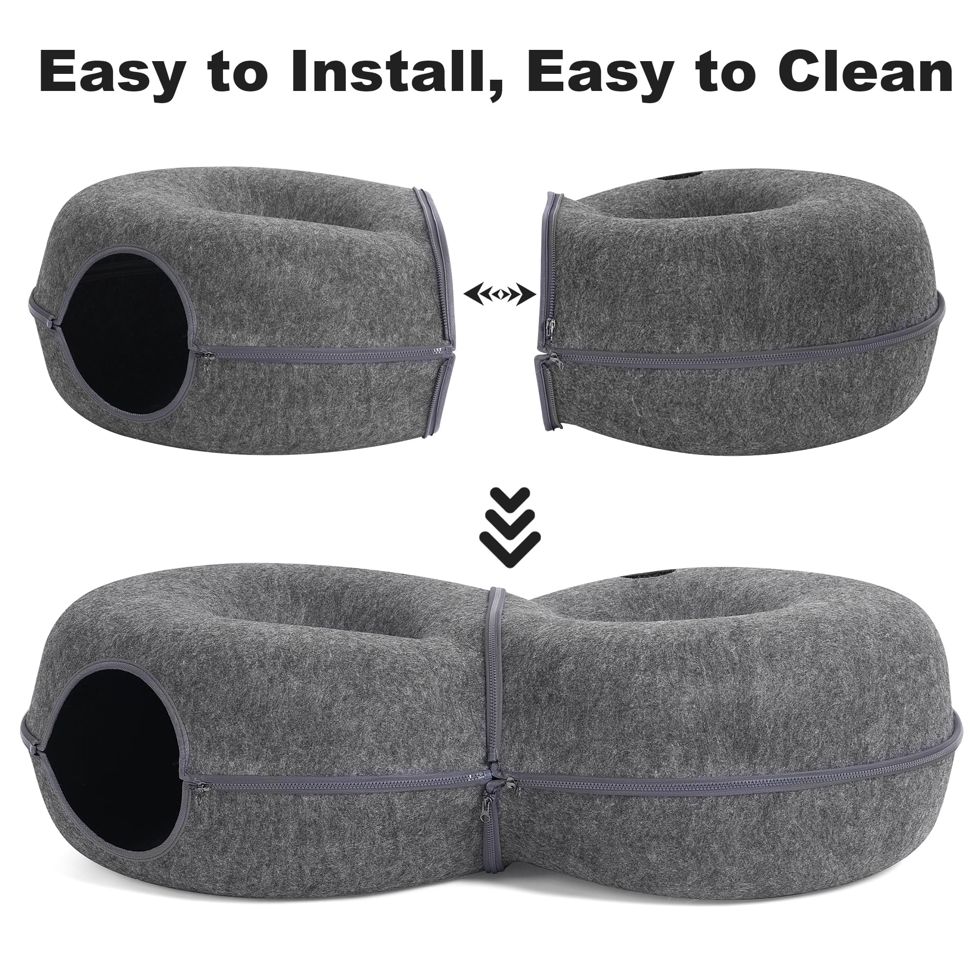 LovIntry cat tunnel easy-clean zipper design for quick maintenance