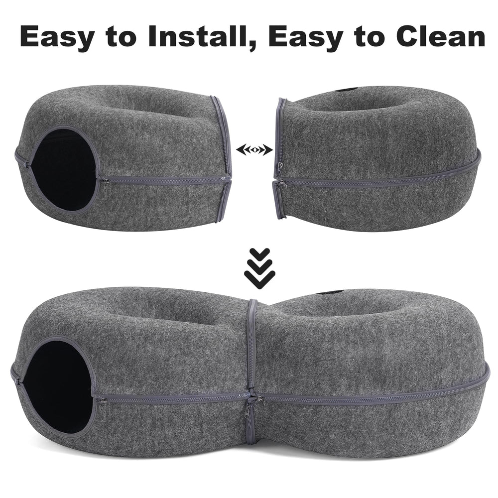LovIntry cat tunnel easy-clean zipper design for quick maintenance