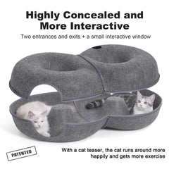 LovIntry cat tunnel entry holes enabling playful back-and-forth exploration