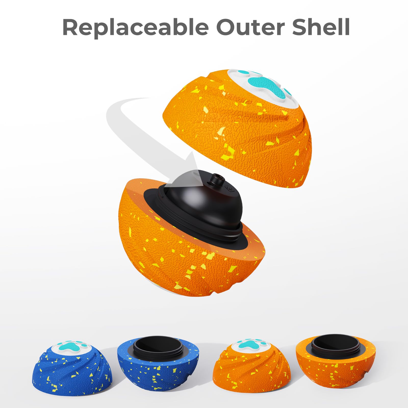 Lovkid Smart Interactive Dog Toy medium-large dog illustration communicates 3.15-inch ball size ideal for chasing.