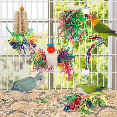 lovyoCoCo-crinkly-paper-foraging-bird-toy shows vibrant textures driving shredding sessions.