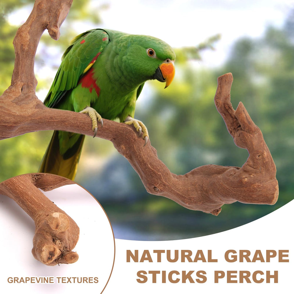lovyoCoCo parrot perch knobbly peppercorn wood provides secure grip and exercise.