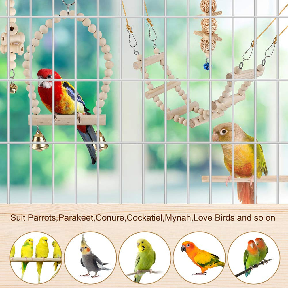 lovyoco parrot swing bells provides motion and auditory enrichment