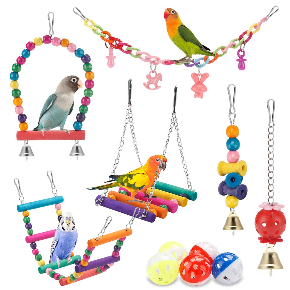 LovyoCoCo swing toy hammock in cage for climbing and enrichment.