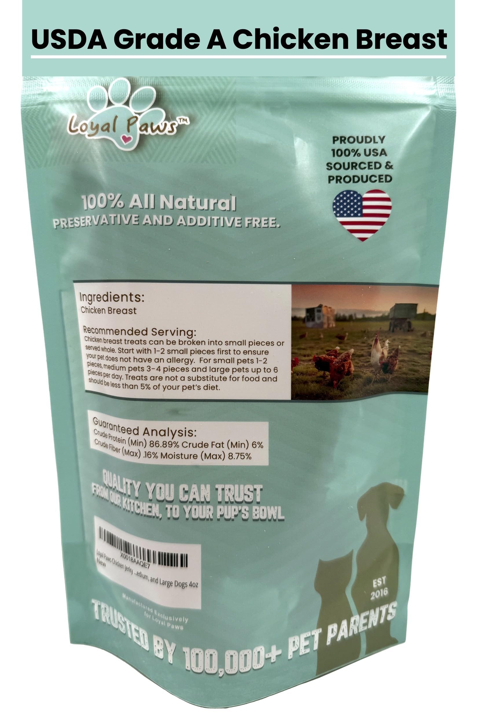 Loyal Paws Chicken Strips low fat treat is suited for weight mindful dogs.