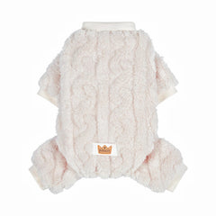 Loyanyy plush dog pajamas in white large full-body view showing warm coverage