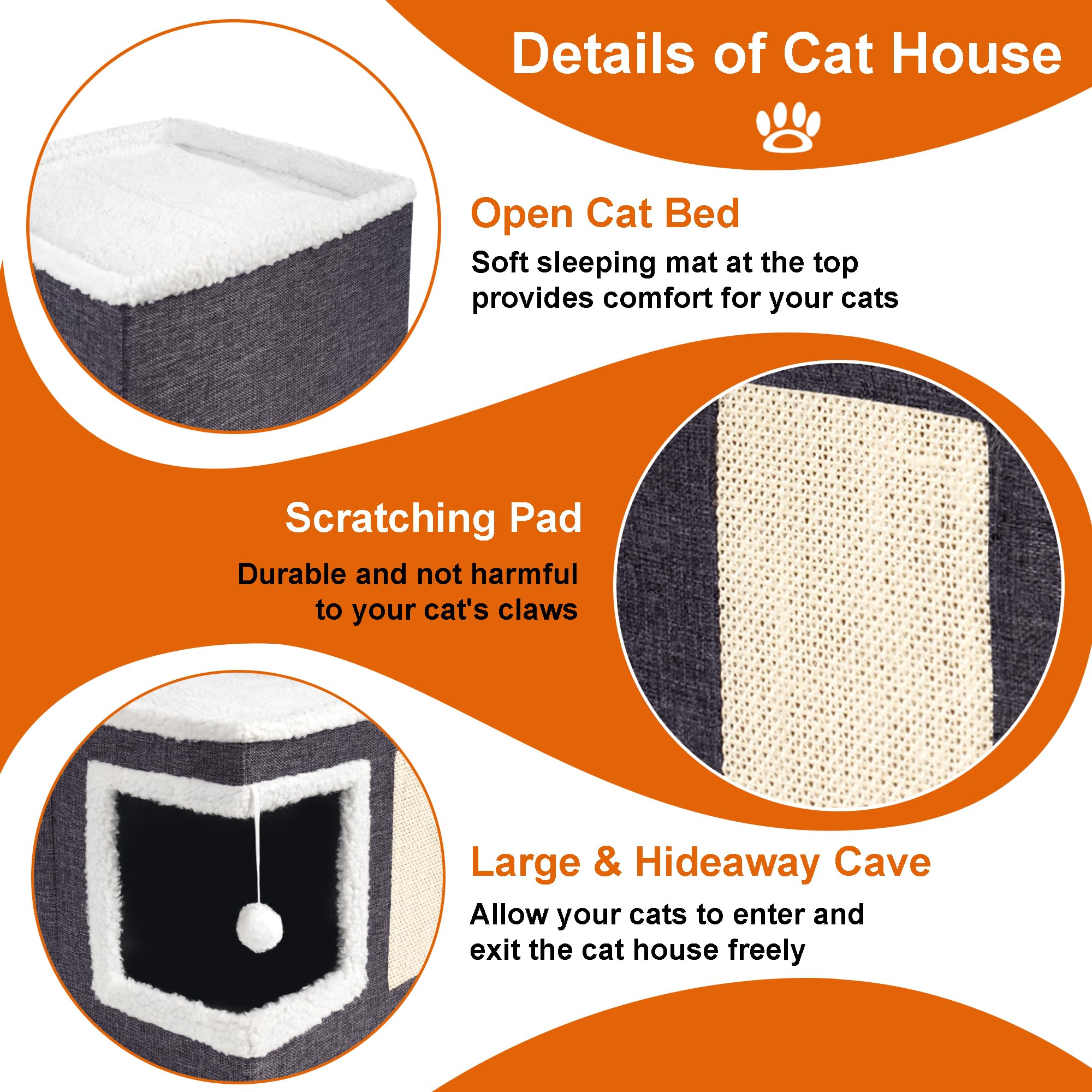Loyareal cat house fluffy hanging ball for interactive play and stimulation.