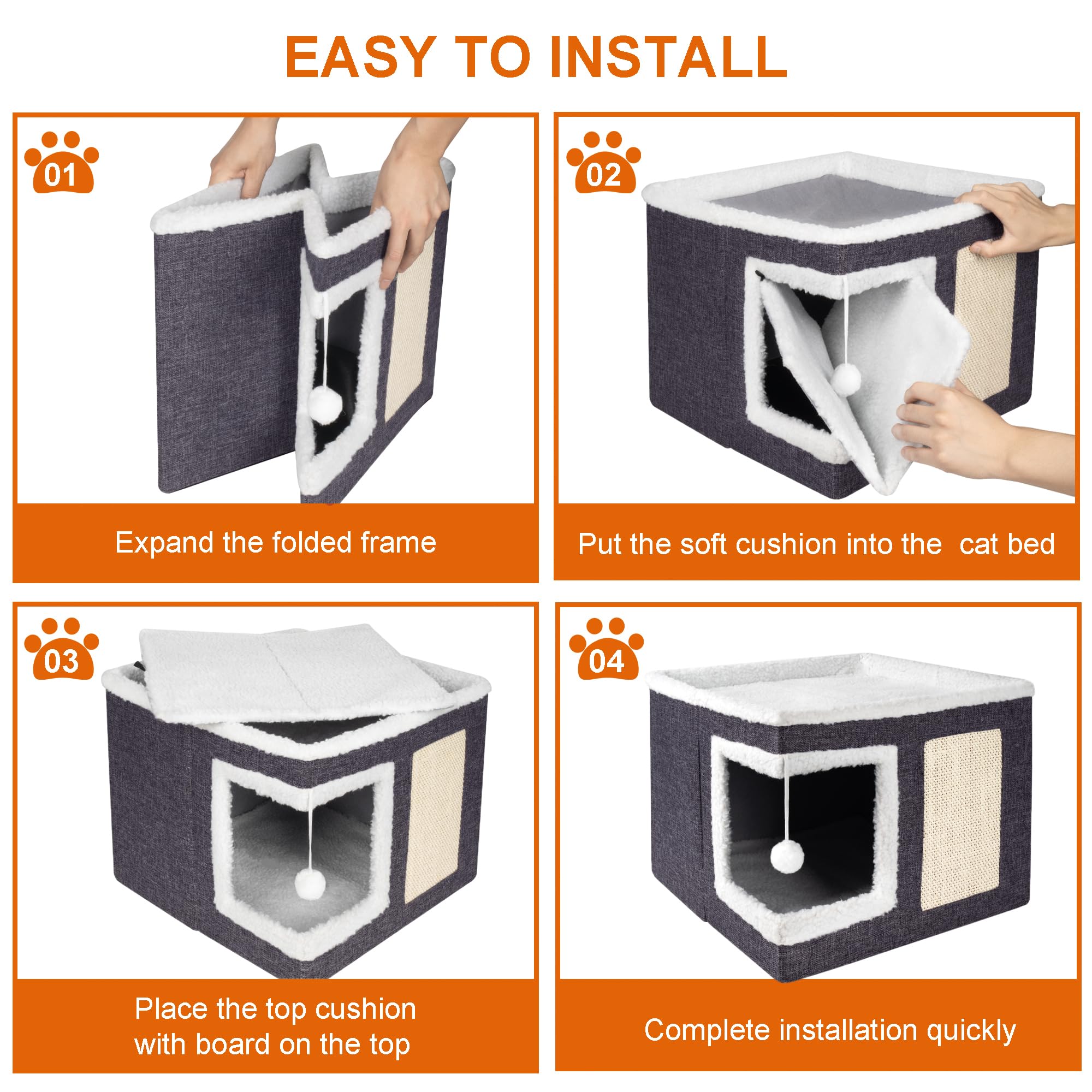 Loyareal cat house foldable design for easy relocation and compact storage.