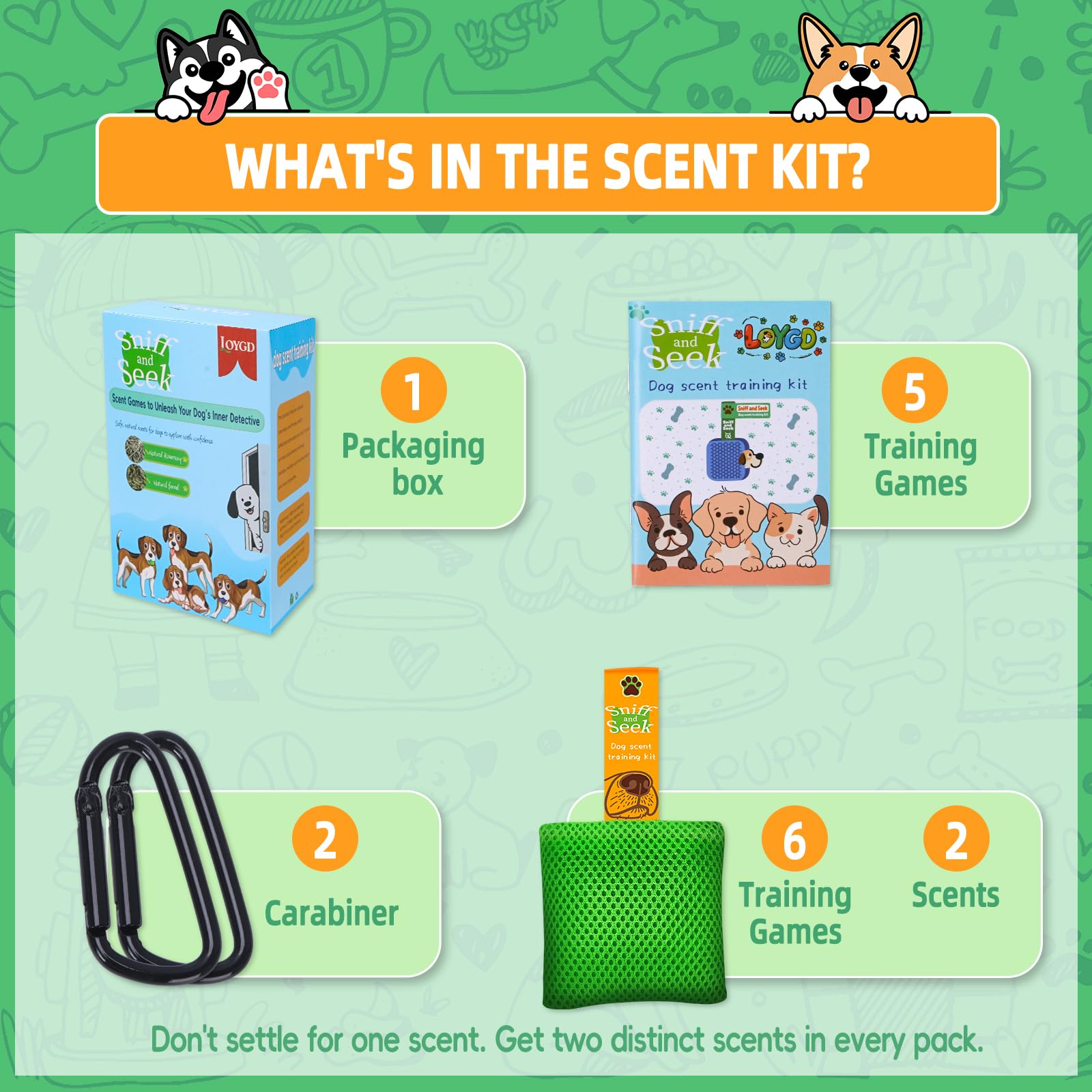 LOYGD rosemary scent pouch closeup for engaging nosework and family-friendly play.