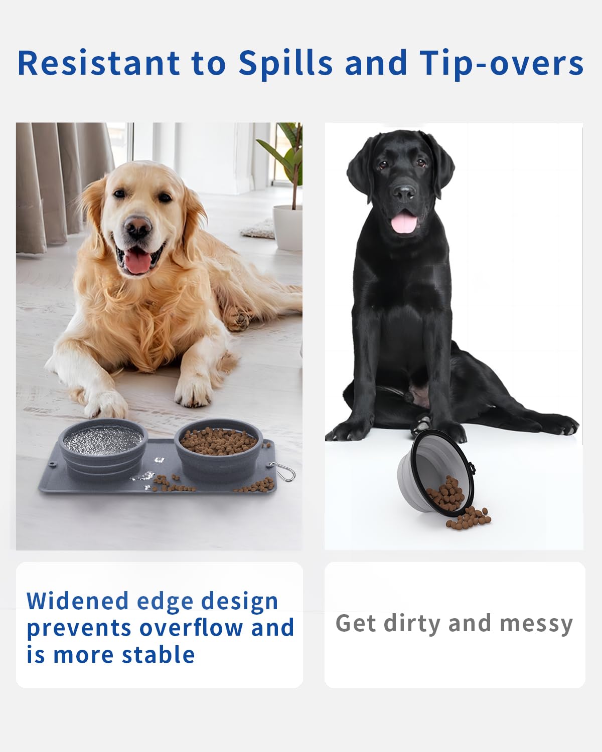 LPFLASAT travel dog bowl with carabiner for easy outdoor attachment.