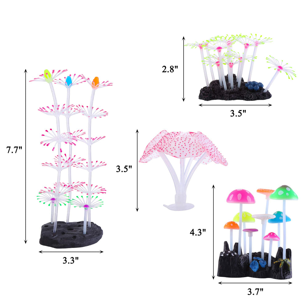 Lpraer Mushroom glow decoration brings whimsical light accents to fish tanks.