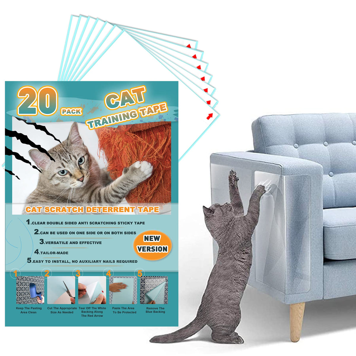 LQ-TT-CY-CX cat scratch tape 20-pack packaging for quick protection.