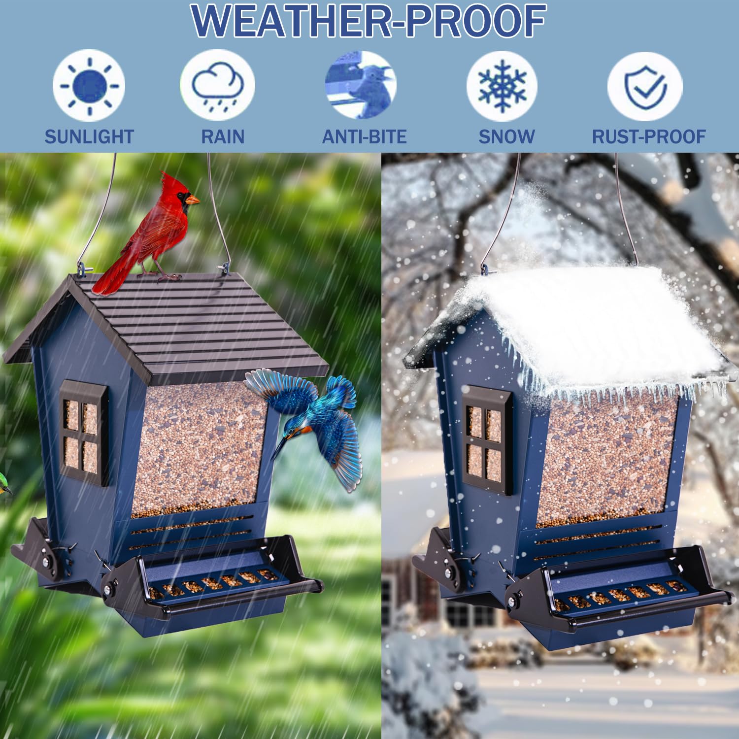 LSCQYYCC Bird Feeder large capacity helps attract diverse backyard birds all season