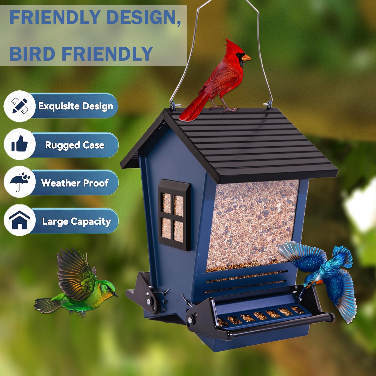 LSCQYYCC Bird Feeder robust metal build with rust-resistant finish withstands outdoor weather