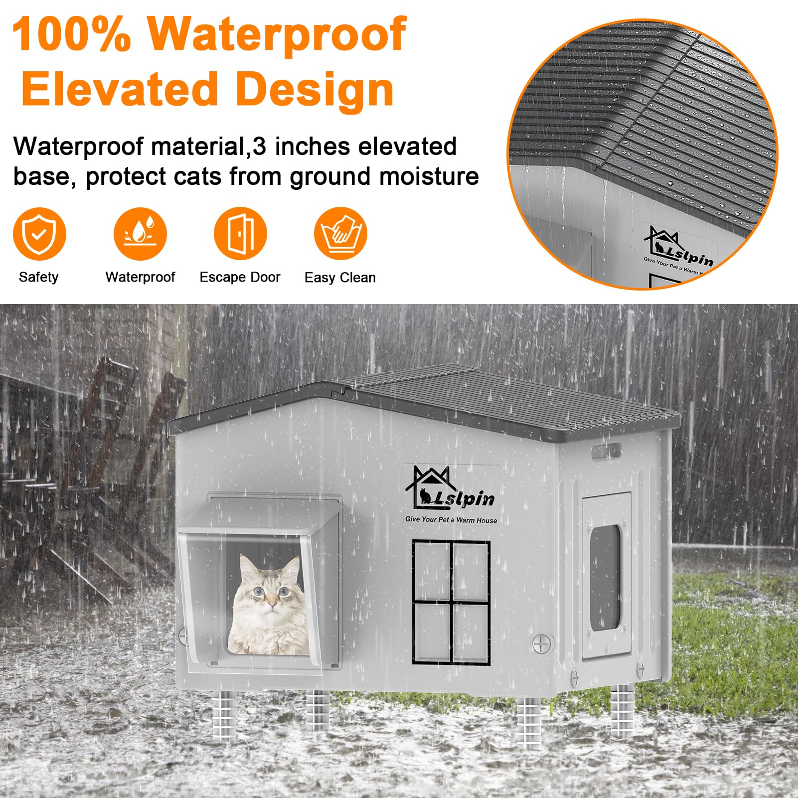 Lslpin escape door design cat house for safe outdoor access and quick retreat.
