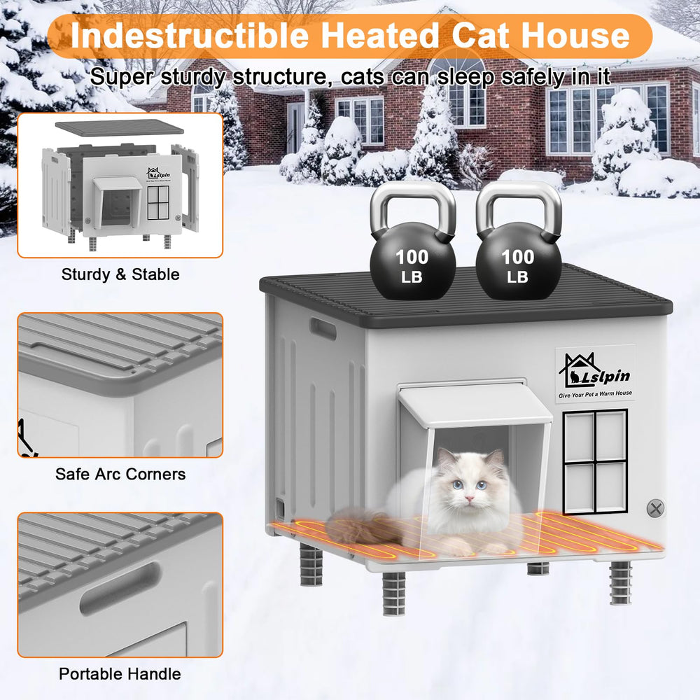 Lslpin escape-door design cat shelter demonstrates safe access and predator protection.