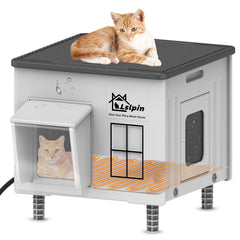 Lslpin indestructible heated cat house front view shows weatherproof durability for outdoor use.