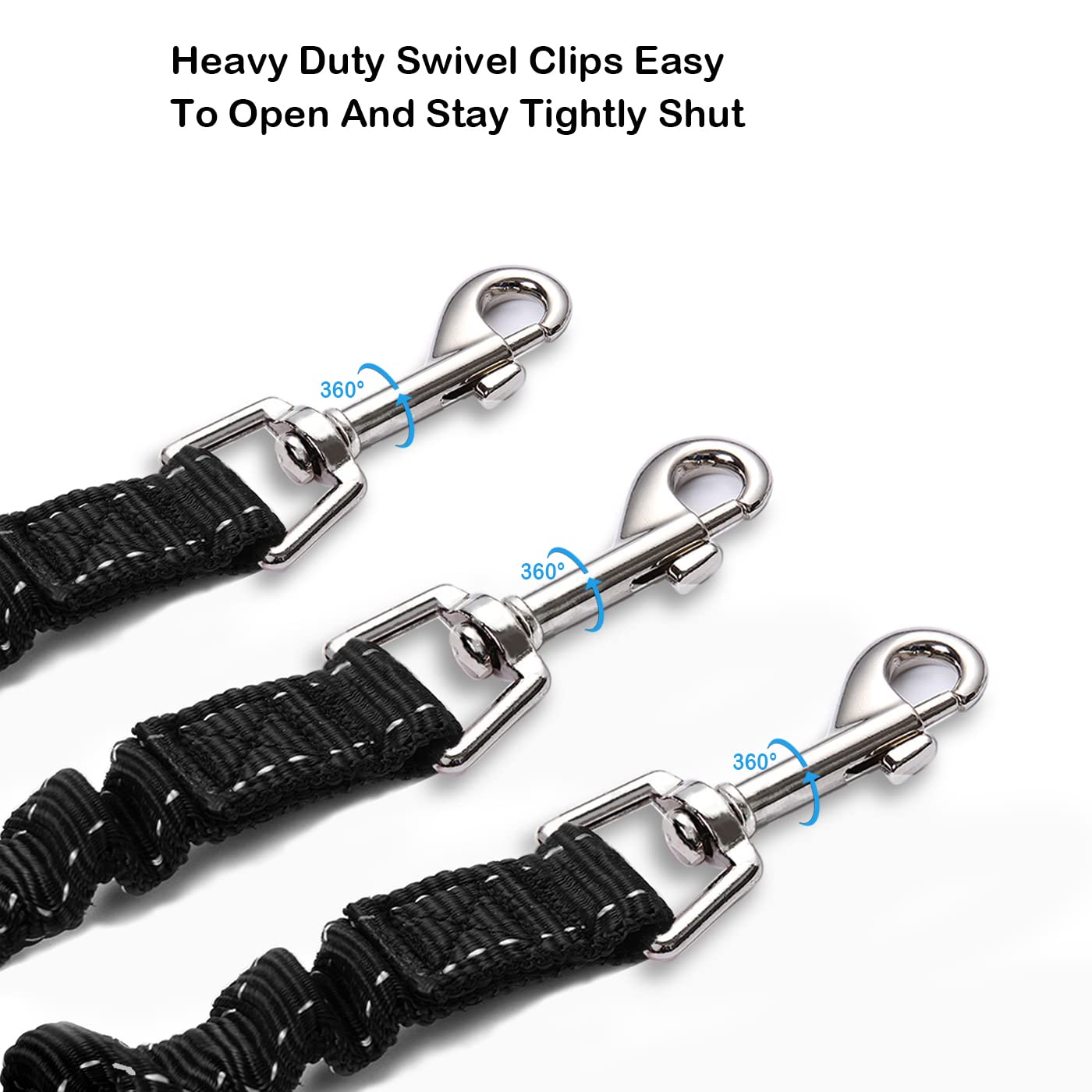 LTSGORY 3Way dog leash coupler nickel swivel snaps ensure smooth rotation and durability.