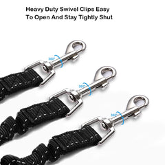 LTSGORY 3Way dog leash coupler nickel swivel snaps ensure smooth rotation and durability.