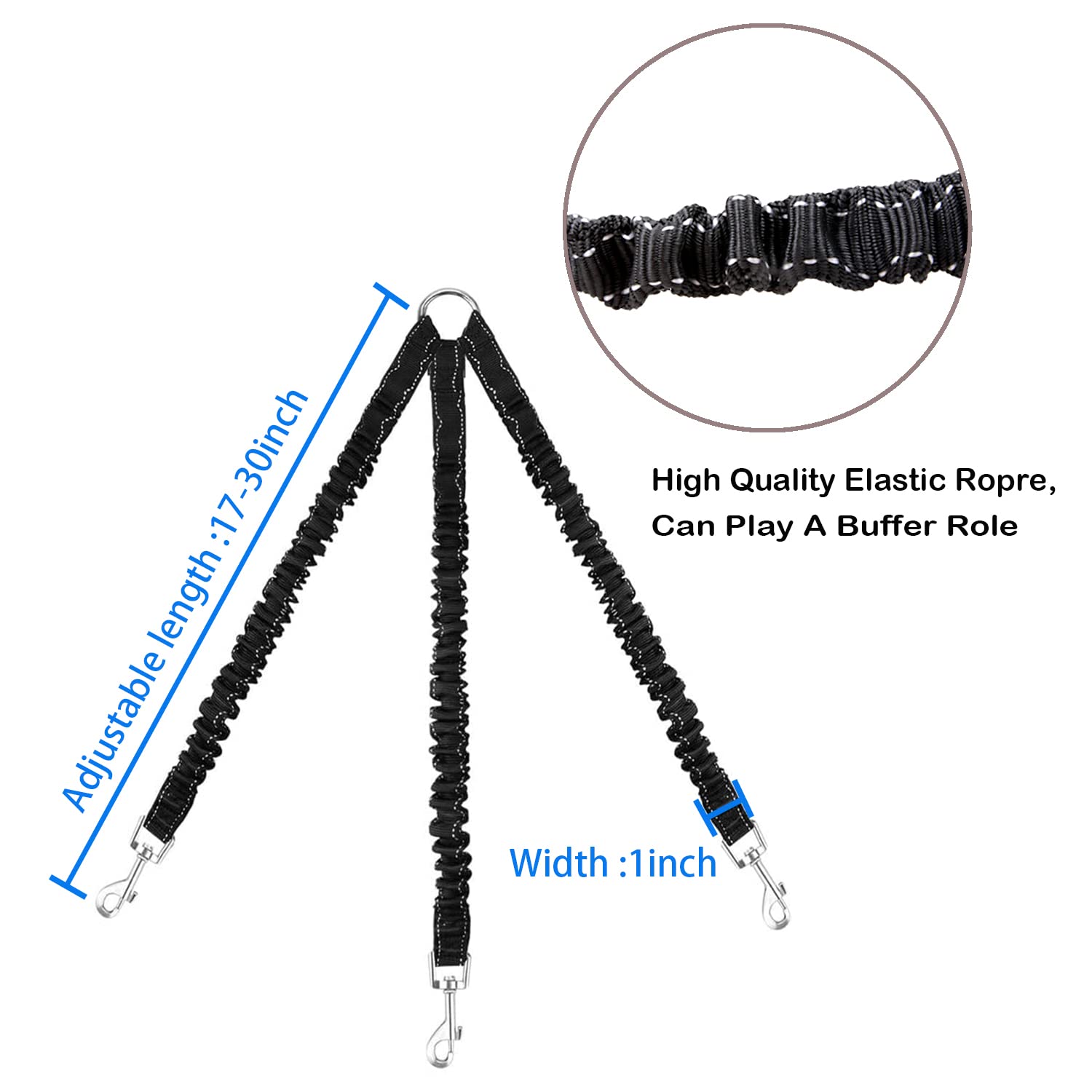 LTSGORY 3Way dog leash coupler small medium dogs walking comfortably as a trio.