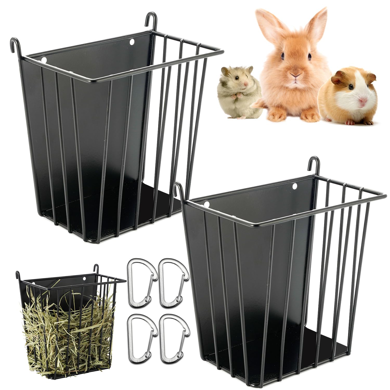 LUAVIARU hay feeder rabbit metal frame keeps hay tidy during play