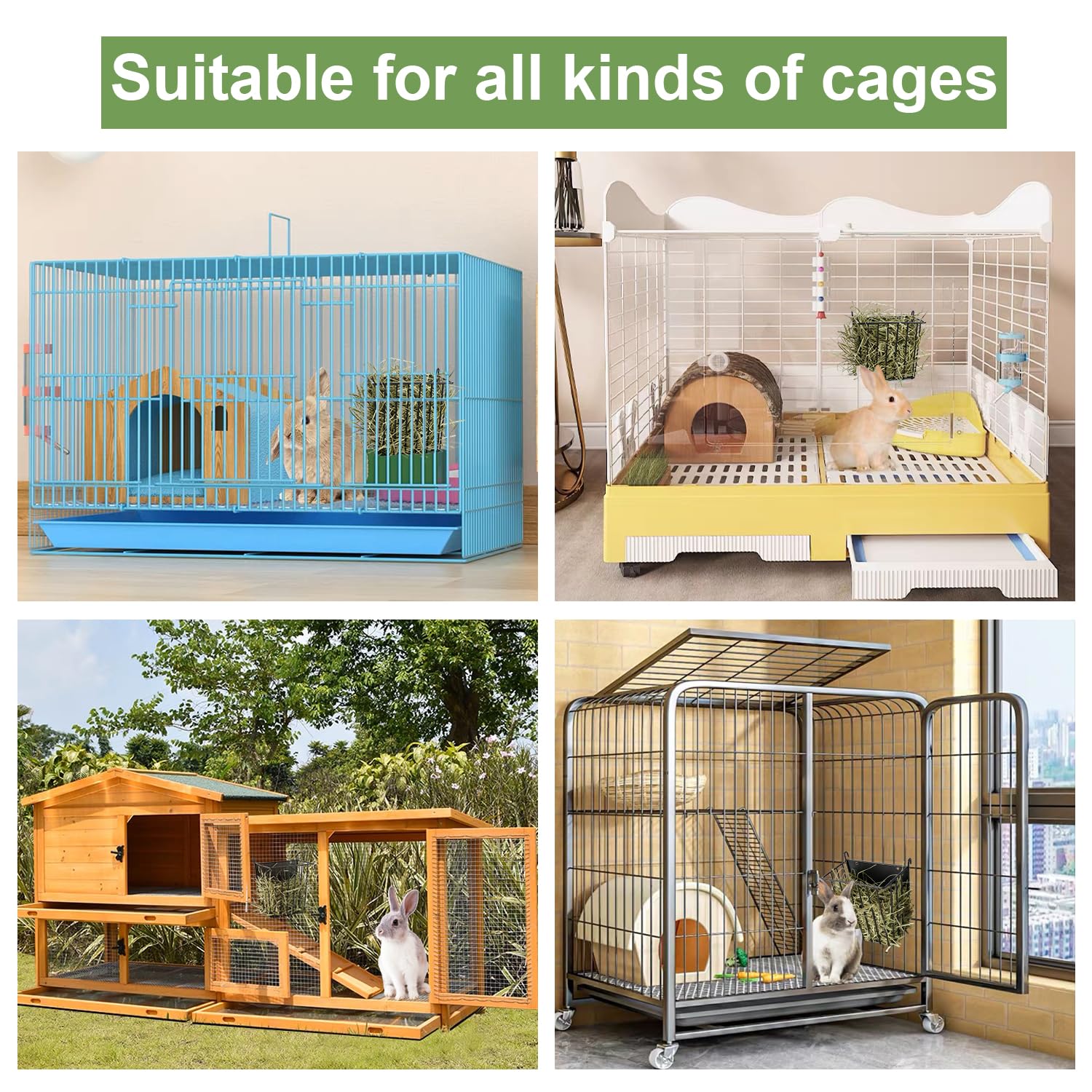 LUAVIARU hay feeder fits chinchilla and bunny cages for versatile setup