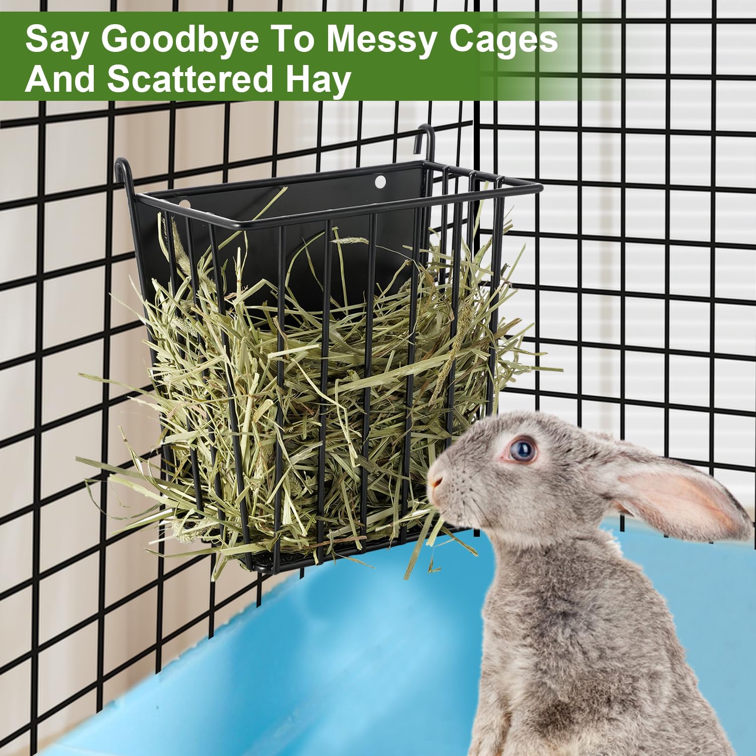 LUAVIARU hay feeder metal frame highlights durable construction for busy pets
