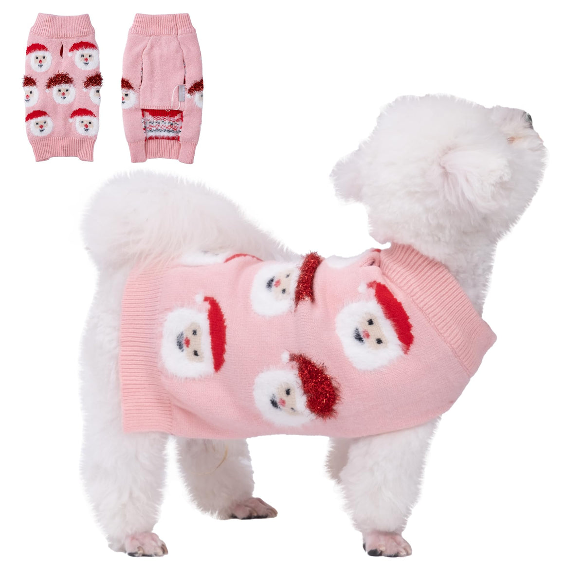 LUBOT pink dog sweater for festive warmth and holiday photos