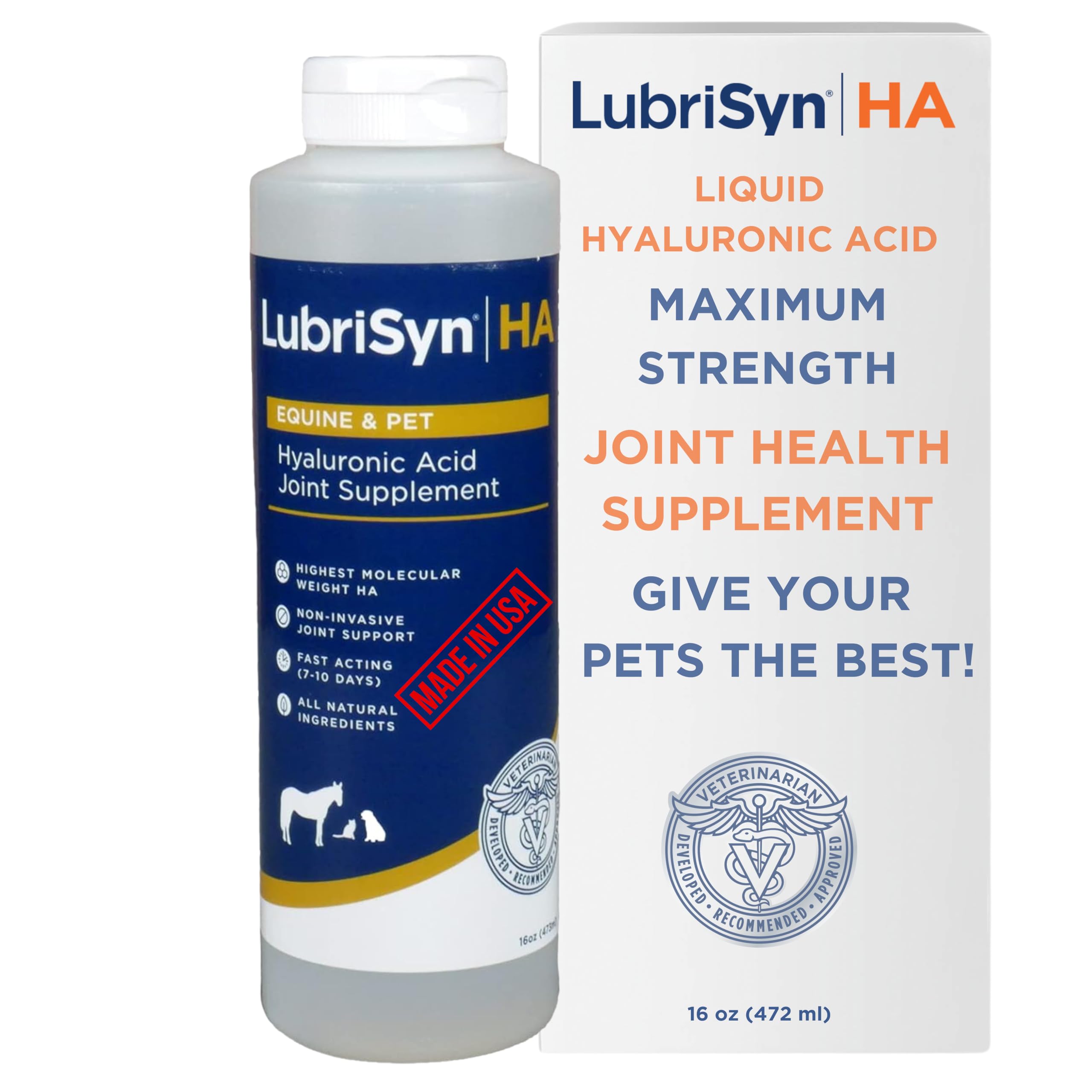 LubriSynHA bottle pour shows easy daily dosing for pets' joint comfort and mobility