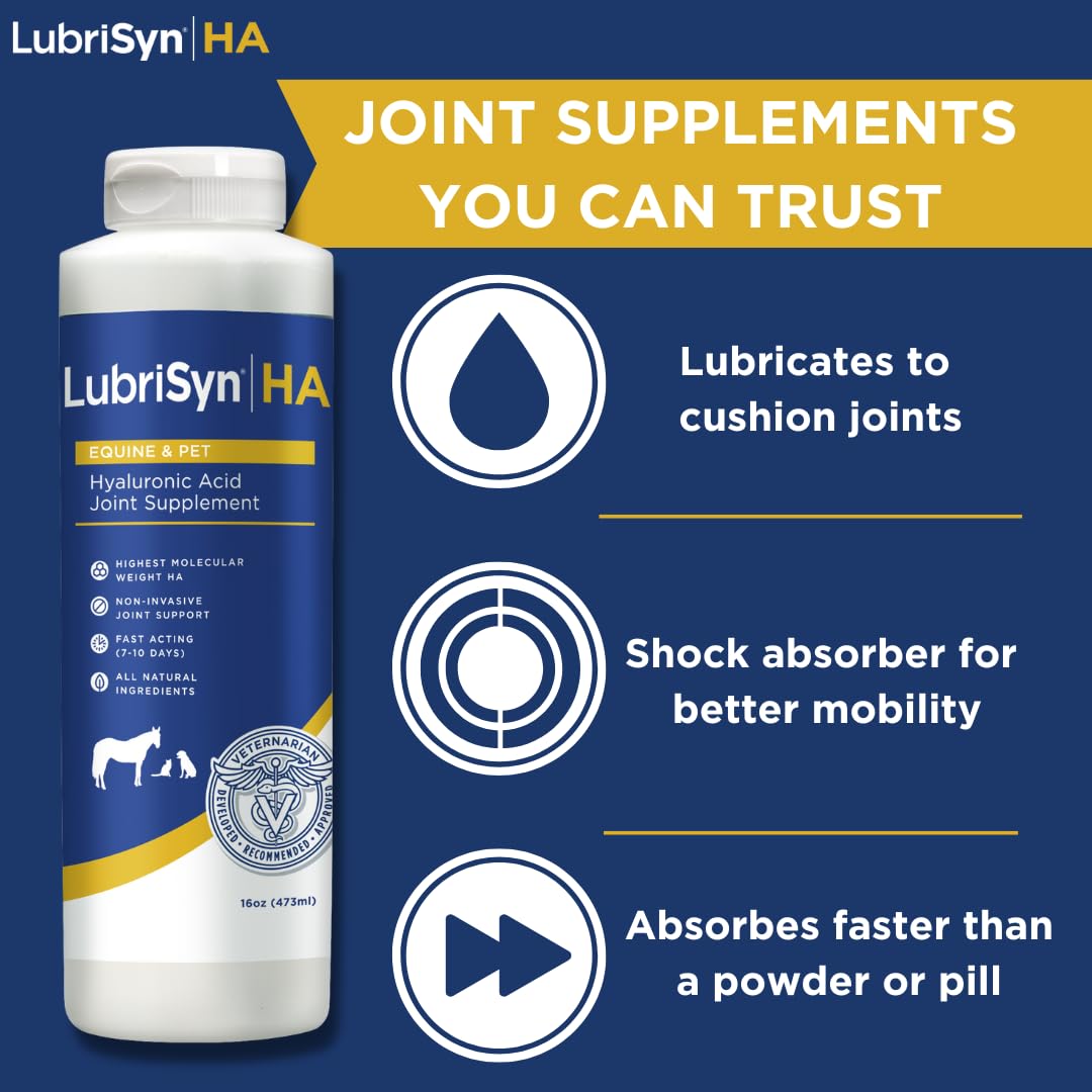 LubriSynHA label closeup highlights purity and safety for pets' joints