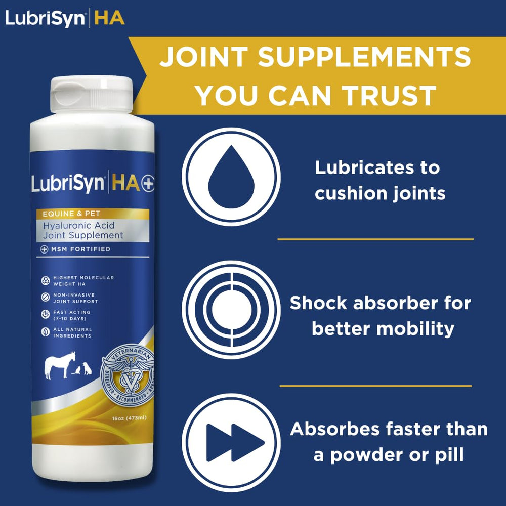 LubriSynHA pets dosing highlights simple administration for dogs, cats, and horses.