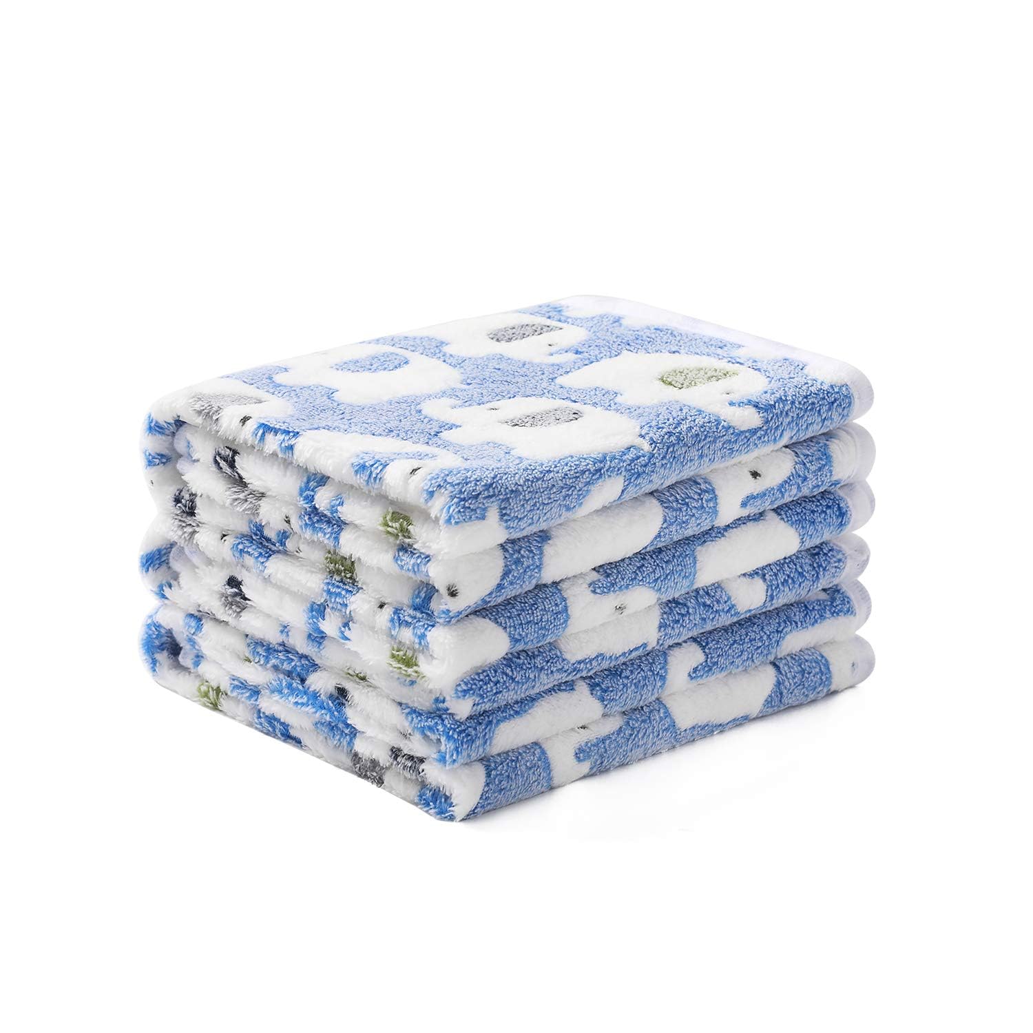 Luciphia elephant-pattern blue blanket small size provides cozy couch warmth for pets.