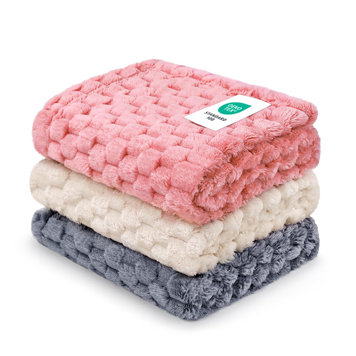 Luciphia dog blanket 3D jacquard grey on sofa delivers cozy comfort.