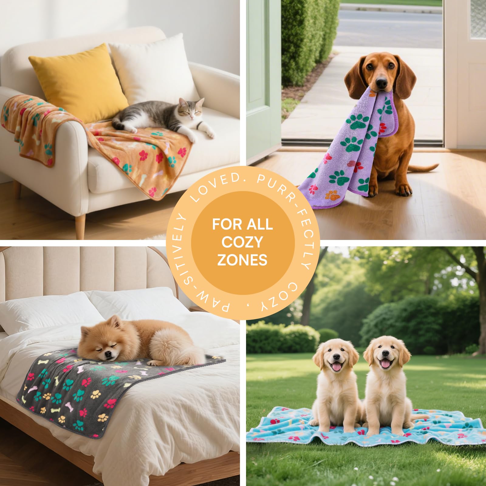 Luciphia dog blanket pack6 machine-washable fabric for easy cleanup.