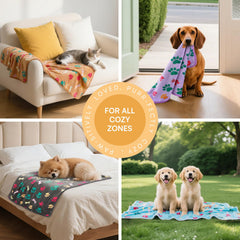 Luciphia medium dog blanket measures 30x20 inches for couches and beds.