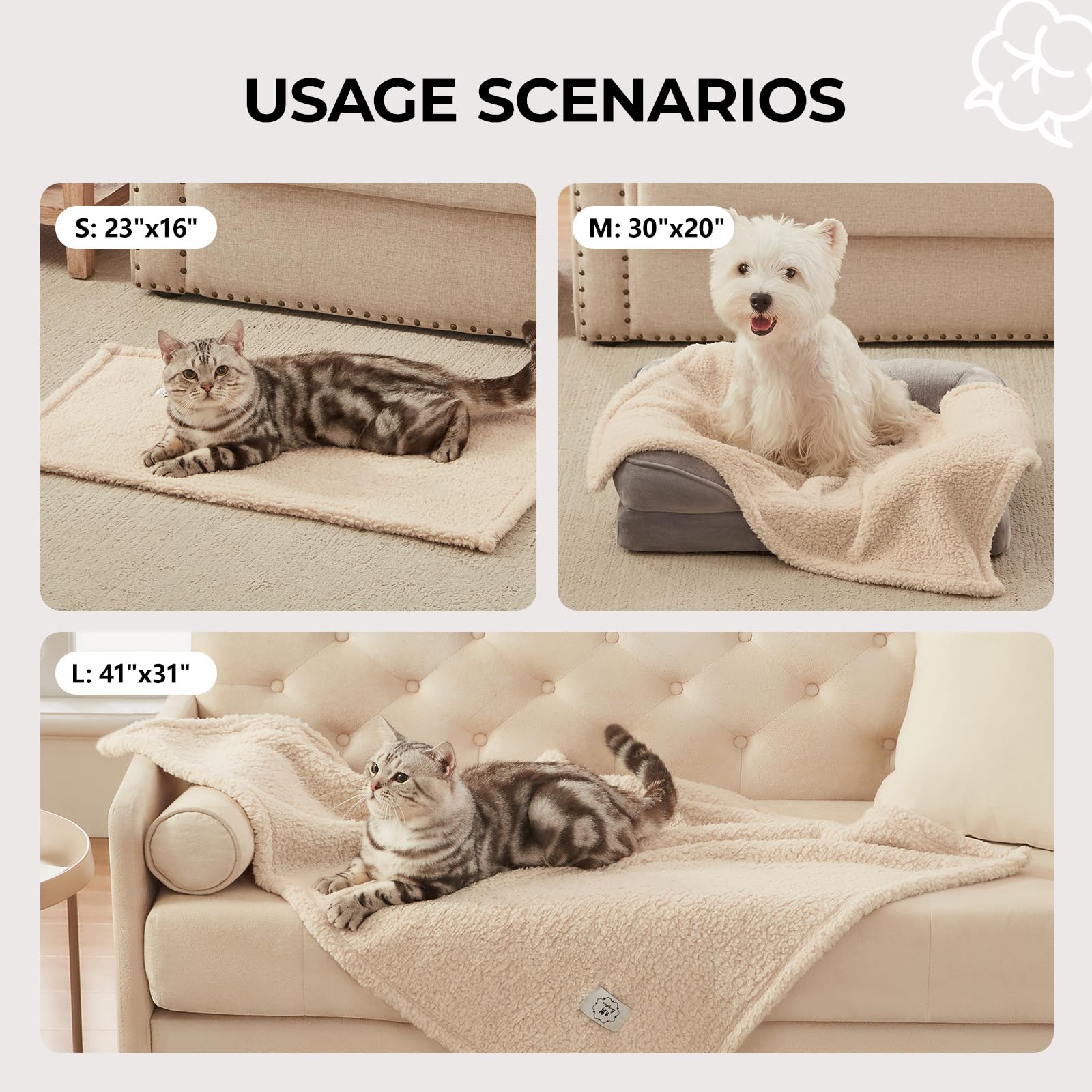 Luciphia pet blanket cat soft sherpa throw showing cozy night-time lounging