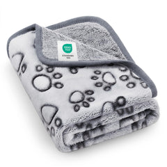 Luciphia premium soft dog blanket with grey paw print offers cozy warmth.
