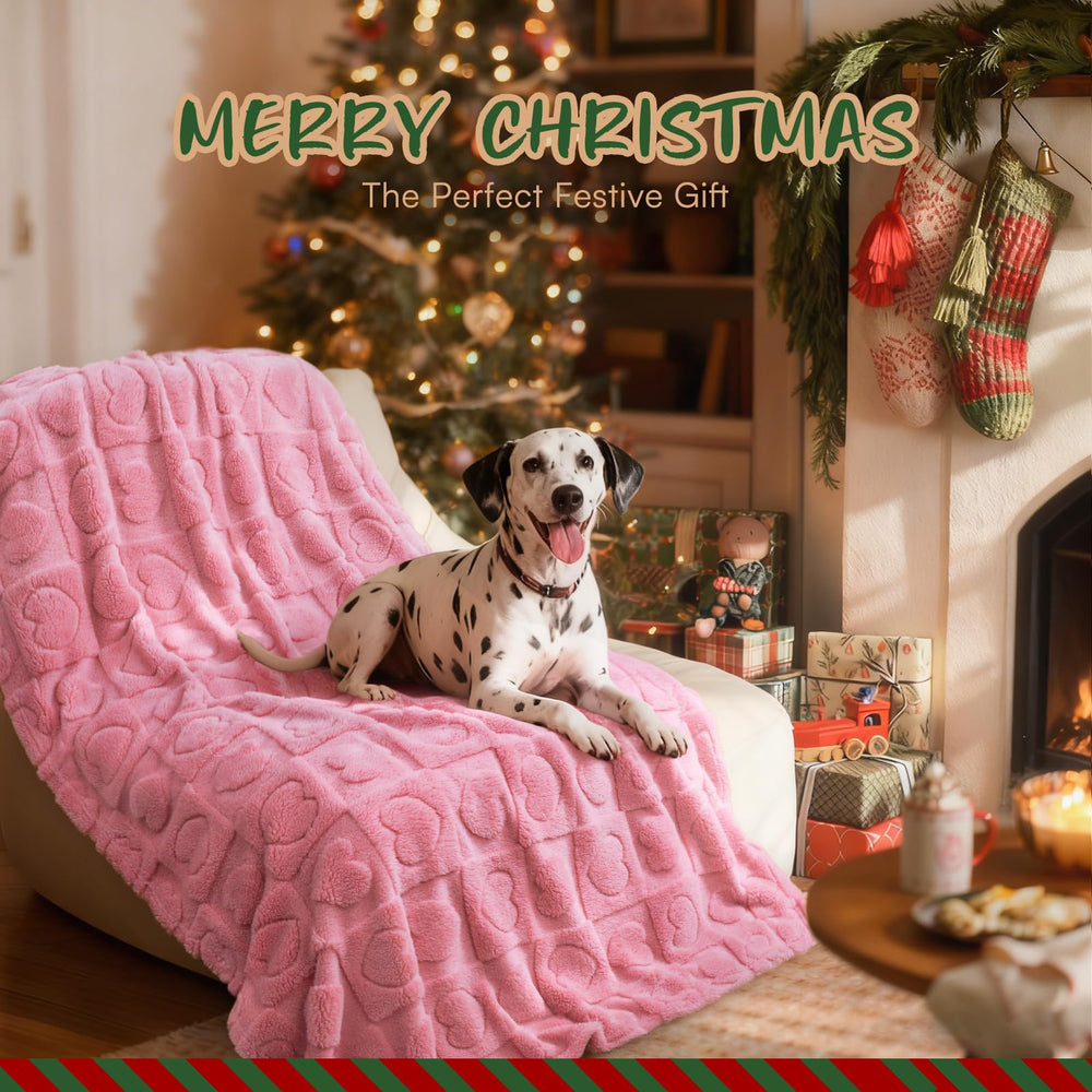 Luciphia blanket pink furniture-protection image shows spill and fur guarding benefits