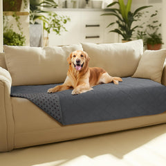 Luciphia waterproof couch cover grey closeup shows durable protection against spills.
