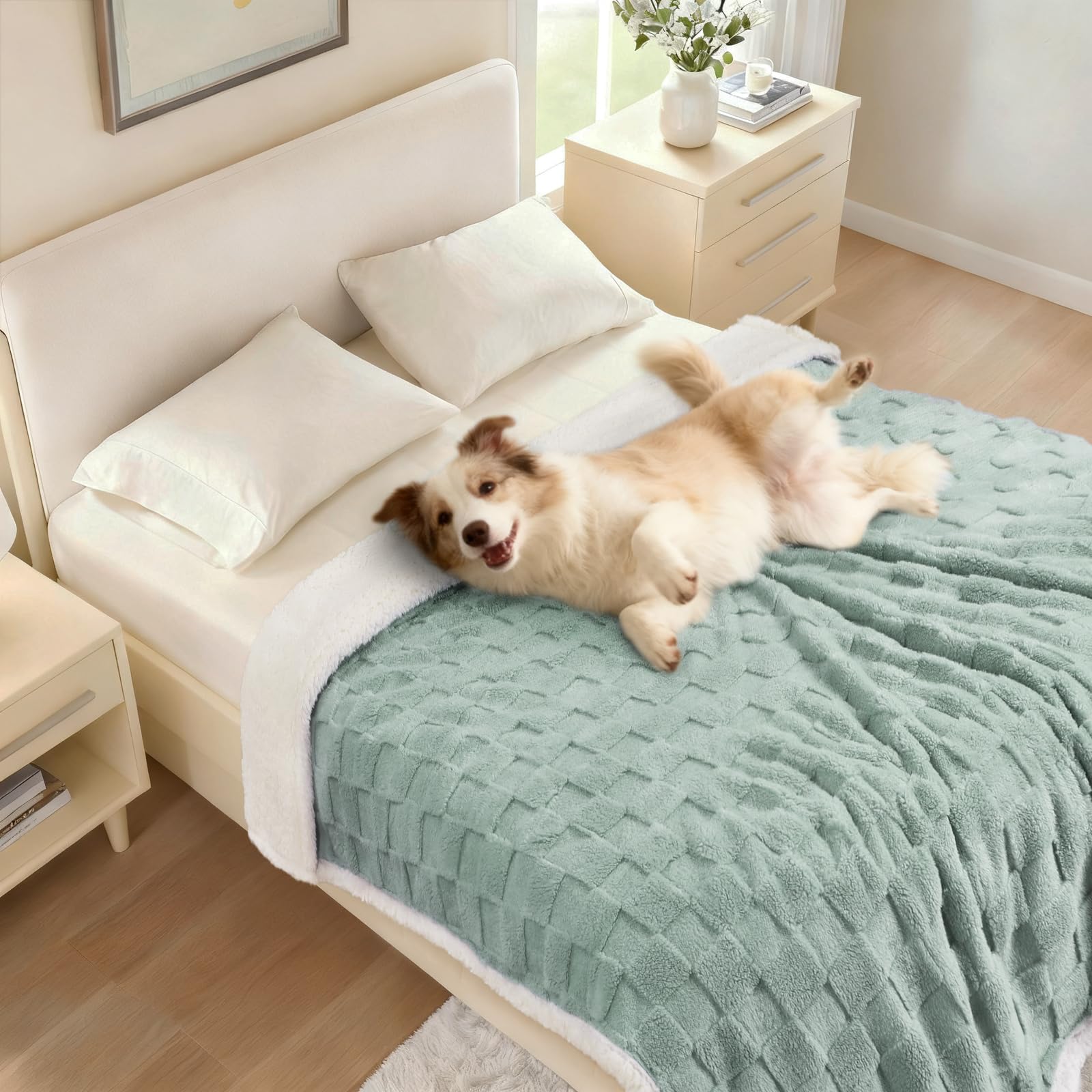 Luciphia machine-wash-friendly blanket highlights easy cleanup after messes.