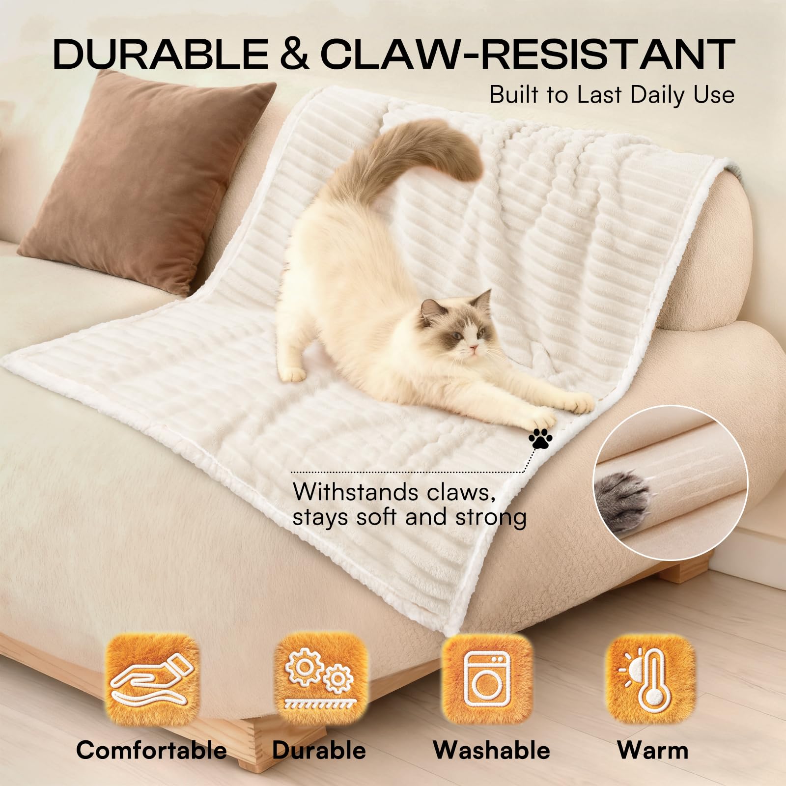 Luciphia XL on sofa providing versatile couch protection and comfort