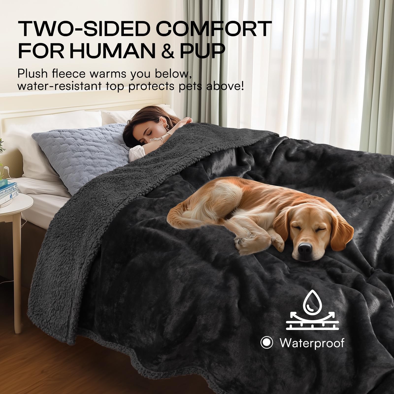 Luciphia blanket placed on a crate for pet area protection